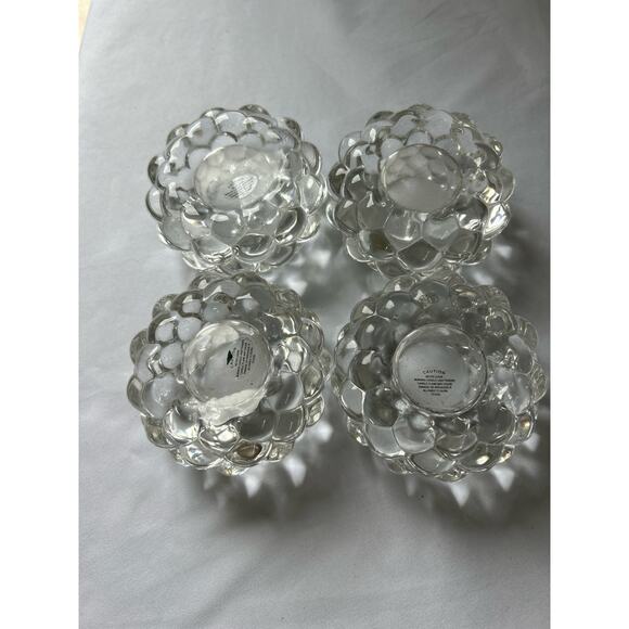 Crystal Raspberry Bubble Votive Candle Holders set of 4 - Picture 9 of 10